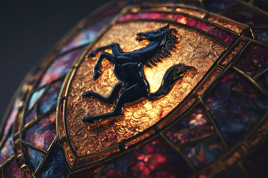 Ferrari Tempered Glass Picture 50x50 CM with BLACK FRAME